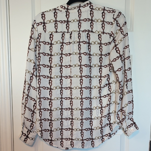 Talbots Chain Pattern Blouse with Bow Tie - Picture 3 of 5
